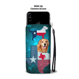 Lovely Golden Retriever Dog On Light Blue Print Wallet Case-Free Shipping-TX State