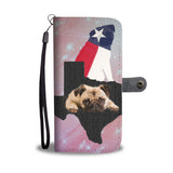 Cute Pug Dog On Pink Print Wallet Case-Free Shipping-TX State