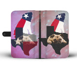 Cute Pug Dog On Pink Print Wallet Case-Free Shipping-TX State