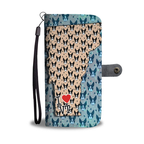 Boston Terrier Dog Pattern Print Wallet Case-Free Shipping-VT State