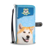 Cute Akita Dog Print Wallet Case-Free Shipping-CT State