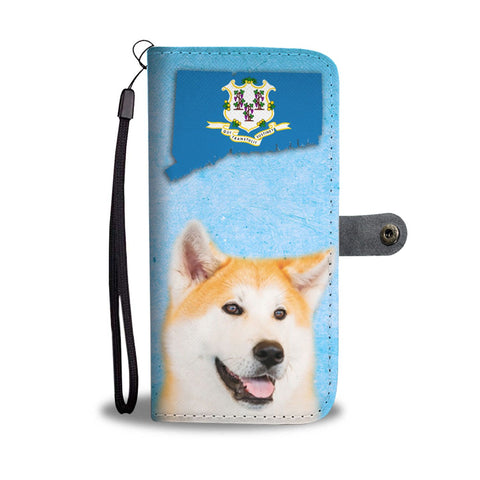 Cute Akita Dog Print Wallet Case-Free Shipping-CT State