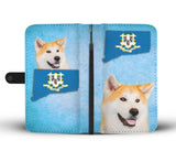 Cute Akita Dog Print Wallet Case-Free Shipping-CT State