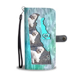 Cute Maltese Dog Print Wallet Case-Free Shipping-DE State