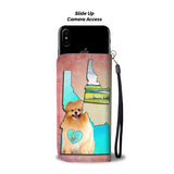 Cute Pomeranian Dog Print Wallet Case-Free Shipping-ID State