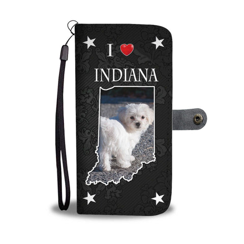 Cute Maltese Dog On Black Print Wallet Case-Free Shipping-IN State