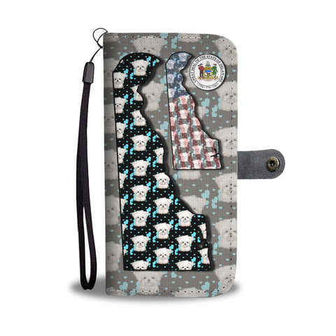 Cute Maltese Dog Pattern Print Wallet Case-Free Shipping-DE State