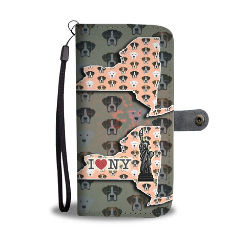 Boxer Dog Pattern Print Wallet Case-Free Shipping-NY State