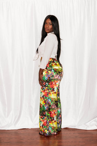 Flora Satin High Waist pants